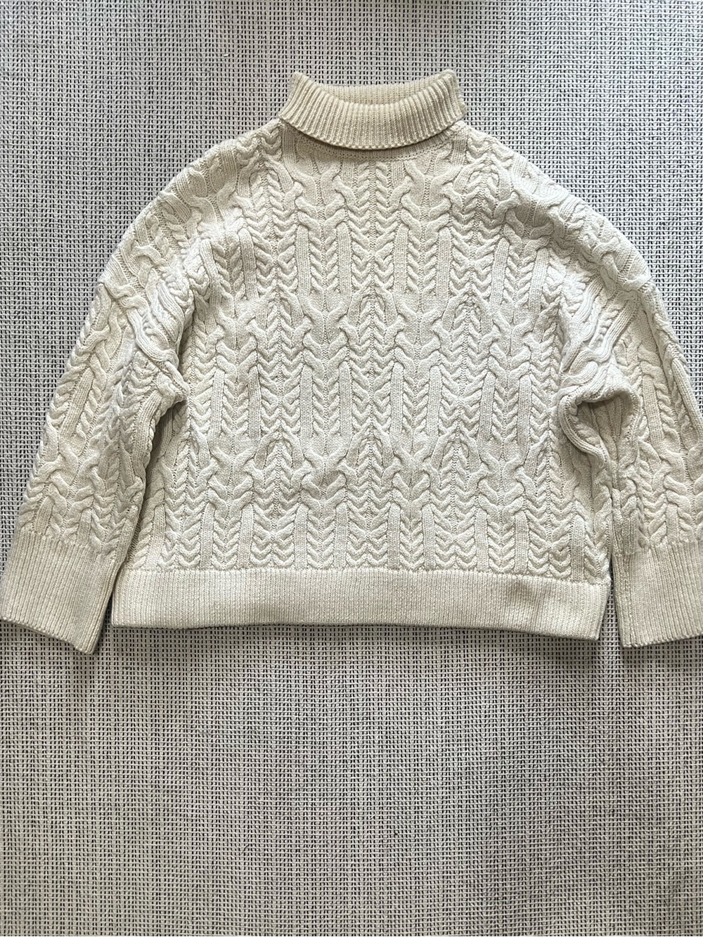 Zara Cream Cable-Knit Turtleneck Sweater